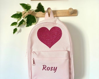 Mochila infantil con forma de corazón - Mochila preescolar - Mochila personalizada - Mochila infantil personalizada - Mochila con nombre - Mochila escolar