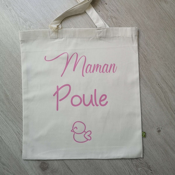 Tote bag - sac tissu "Maman poule" - personnalisable - Idée cadeau fête des mères - Cadeau maman