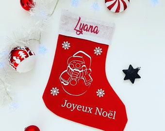 Botte de Noël personnalisée - Mon premier noël - Chaussette de Noël - Botte de Noel - Décoration de noël - Bas de Noël - Noël prénom