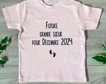 Personalisiertes T-Shirt für die zukünftige große Schwester - T-Shirt zur Ankündigung der Schwangerschaft - T-Shirt für die zukünftige große Schwester. T-Shirt für die große Schwester