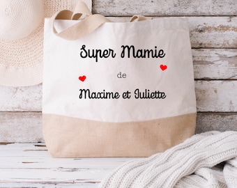 Sac cabas personnalisé mamie - Sac personnalisé mamie - Cadeau mamie - Sac pour mamie - Cabas personnalisé mamie - Fête des grands mères