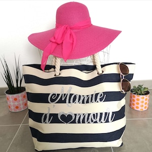 Personalized beach bag Mamie d&#39;Amour - Grandma bag - Personalized grandma bag - Grandma gift - Grandma beach bag - Personalized grandma tote