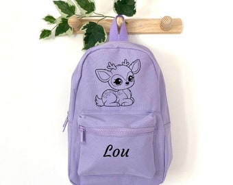 Mochila personalizada con diseño de cervatillo para niños - Mochila preescolar - Mochila personalizada - Mochila infantil personalizada - Mochila con nombre