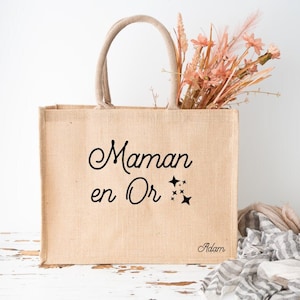 Personalized jute tote bag for mom - Mom tote bag - Personalized tote bag - Mom gift - Mother&#39;s Day bag - Personalized mom bag