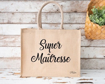 Personalized mistress tote bag - Personalized burlap tote bag - Master gift idea - End of year gift - Mistress tote bag