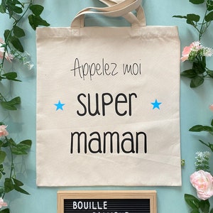 Personalized tote bag Call me super mom - Personalized cotton bag - Mom bag - Personalized cotton bag for mom - Mom gift