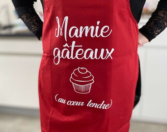 Tablier personnalisé Mamie - Cadeau mamie - Tablier personnalisable mamie - Cadeau fête des mamies - Tablier mamie gâteaux - Idée cadeau