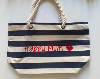 Happy Mum beach bag - Mother's Day gift idea - Mom gift - Personalized mom bag - Personalized mom tote bag - Mom gift idea