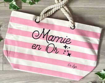 Personalized Grandma Gold Beach Bag - Personalized Grandma Bag - Personalized Grandma Gift - Grandparents' Day Gift - Personalized Tote Bag