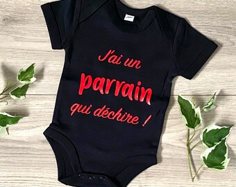 Personalized bodysuit "I have a godfather who rocks" Godfather gift - Godfather bodysuit - Personalized godfather gift - Personalized godfather bodysuit