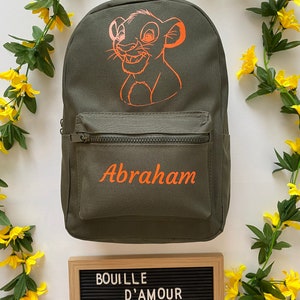 Sac à dos enfant roi lion personnalisé avec le prénom