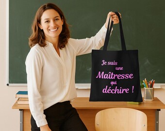 Bolsa de tela "Soy una maestra genial" - Bolsa para maestras - Regalo para maestras - Regalo de fin de curso - Bolsa de tela