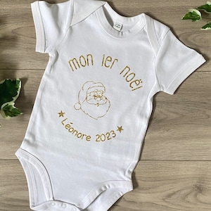 Personalized bodysuit &quot;My 1st Christmas&quot; with Santa Claus - Baby Christmas bodysuit - Customizable Christmas bodysuit - Personalized first Christmas