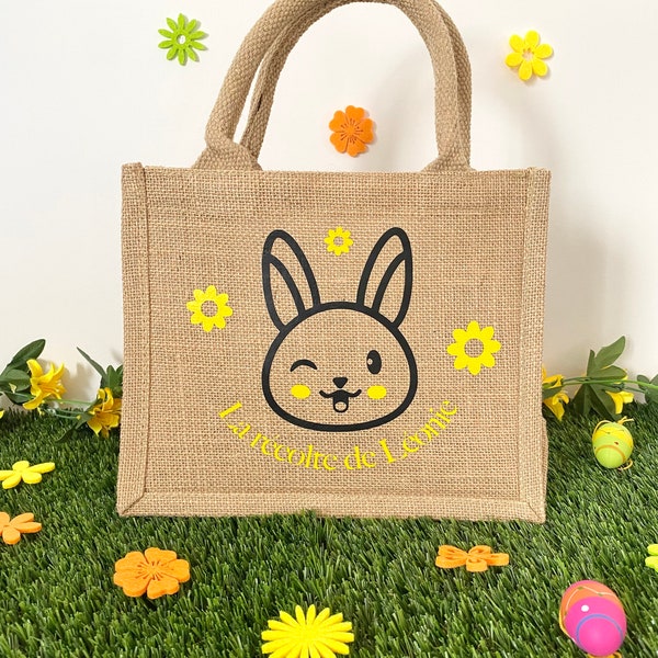 Sac de pâques personnalisé avec prénom - Panier de pâques personnalisé - Sac de pâques lapin - Panier de pâques lapin - Panier de pâques