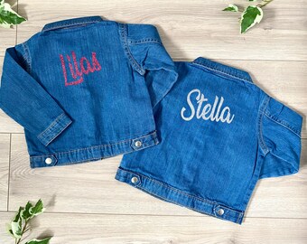 Veste bébé et enfant personnalisée avec prénom - Idée cadeau - Veste personnalisée - Veste jean - Cadeau bébé