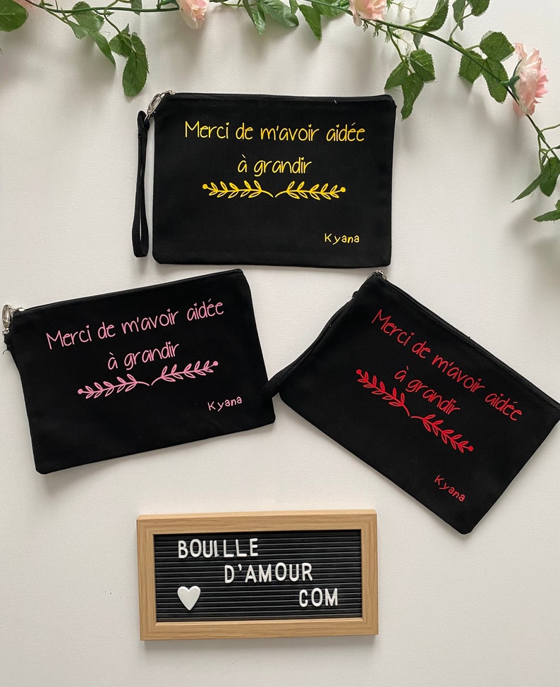 Trousse personnalisé merci de m'avoir aidée à grandir