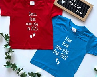 T-shirt enfant personnalisé "Futur grand frère pour" - annonce grossesse originale  - t-shirt futur grand frère - annonce grand frère