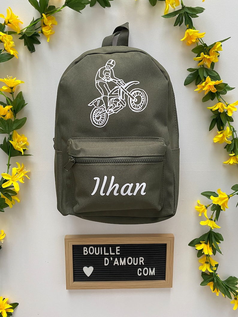 Sac à dos enfant personnalisé avec moto