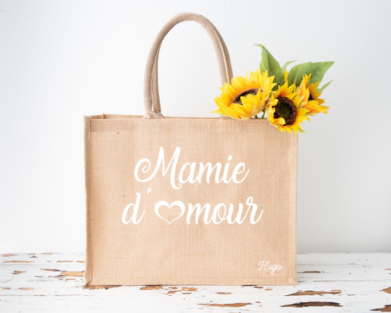 Sac cabas en jute mamie d'amour