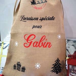 Cappa natalizia grande "Consegna speciale per" - Cappa natalizia personalizzata - cappa per bambini personalizzabile - cappa in iuta personalizzata