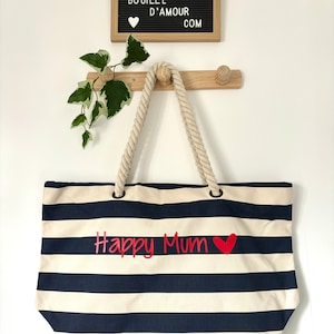 Happy Mum beach bag - Mother&#39;s Day gift idea - Mom gift - Personalized mom bag - Personalized mom tote bag - Mom gift idea