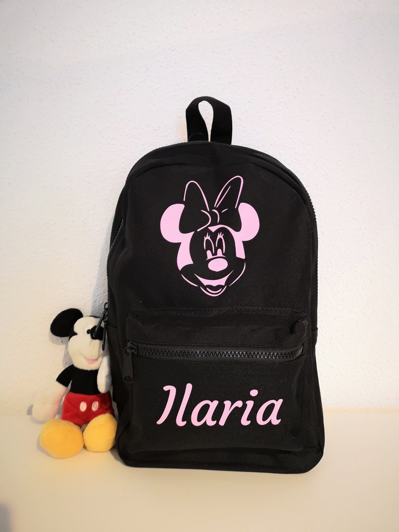 Sac à dos enfant Minnie Sac dos maternelle Sac à dos personnalisé Sac à dos enfant Sac d'école personnalisé Sac à dos prénom Noir