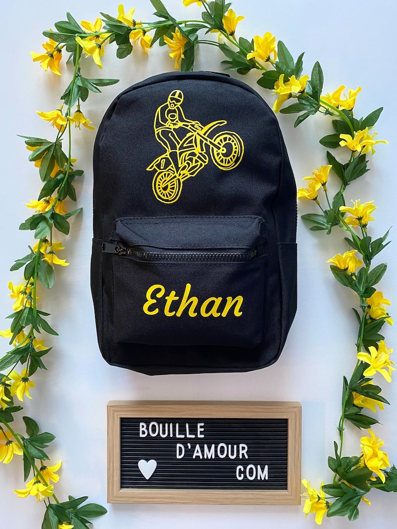 Sac à dos moto pour enfant personnalisable avec prénom