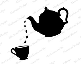 Teekanne und Tasse SVG-Datei Silhouette für Schneidemaschinen DIGITAL-Datei