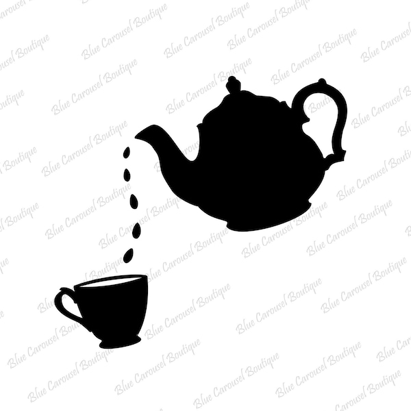 Tea pot and cup SVG file silhouette for cutting machines DIGITAL file