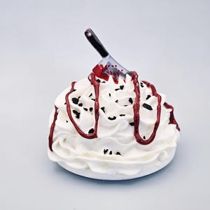 Bloody Knife Whipped Cream Mug Topper – Handmade, Food-Safe, One-of-a-Kind, Fits 15oz FREE SHIP