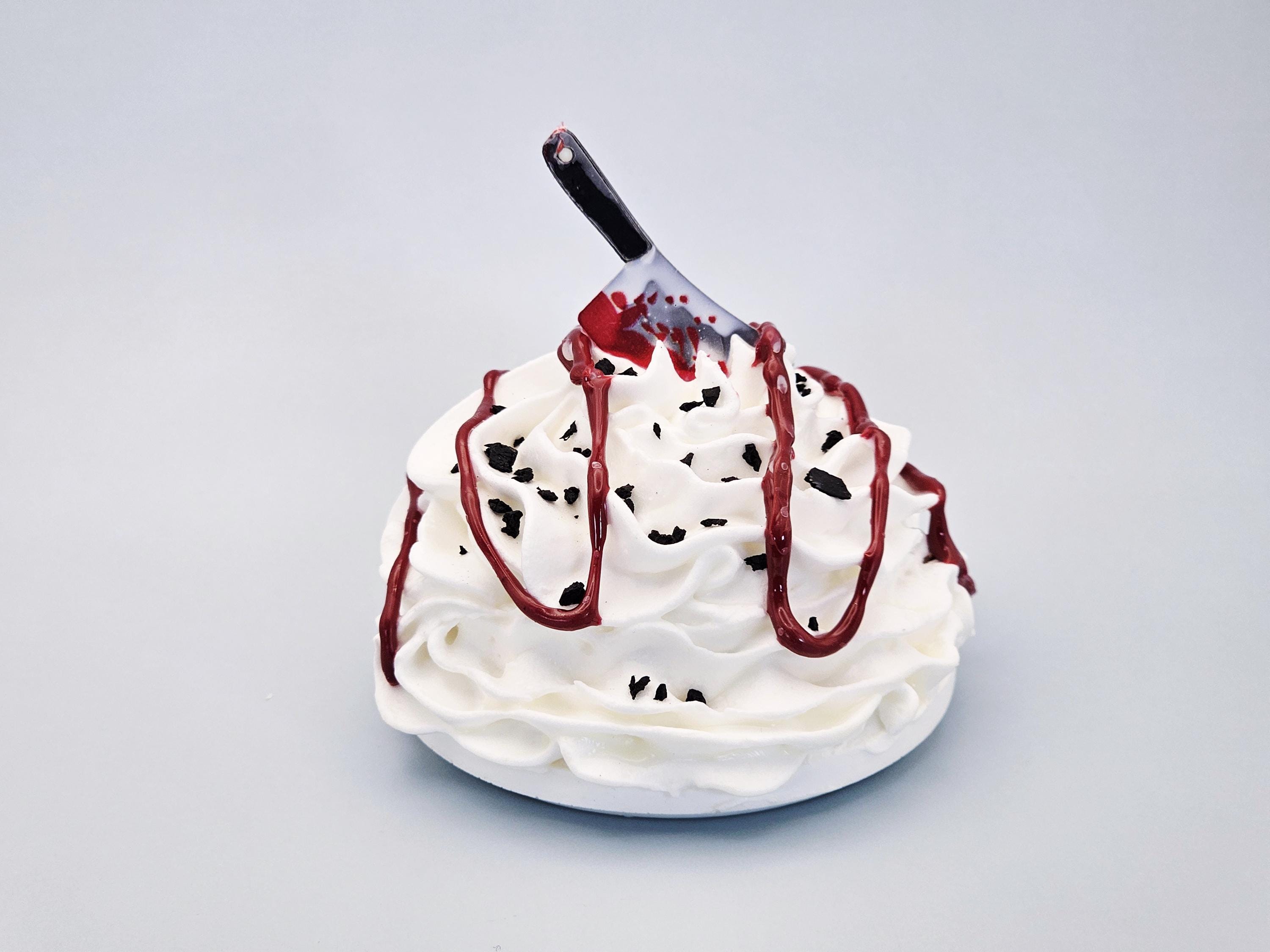 Bloody Knife Whipped Cream Mug Topper – Handmade, Food-Safe, One-of-a-Kind, Fits 15oz FREE SHIP