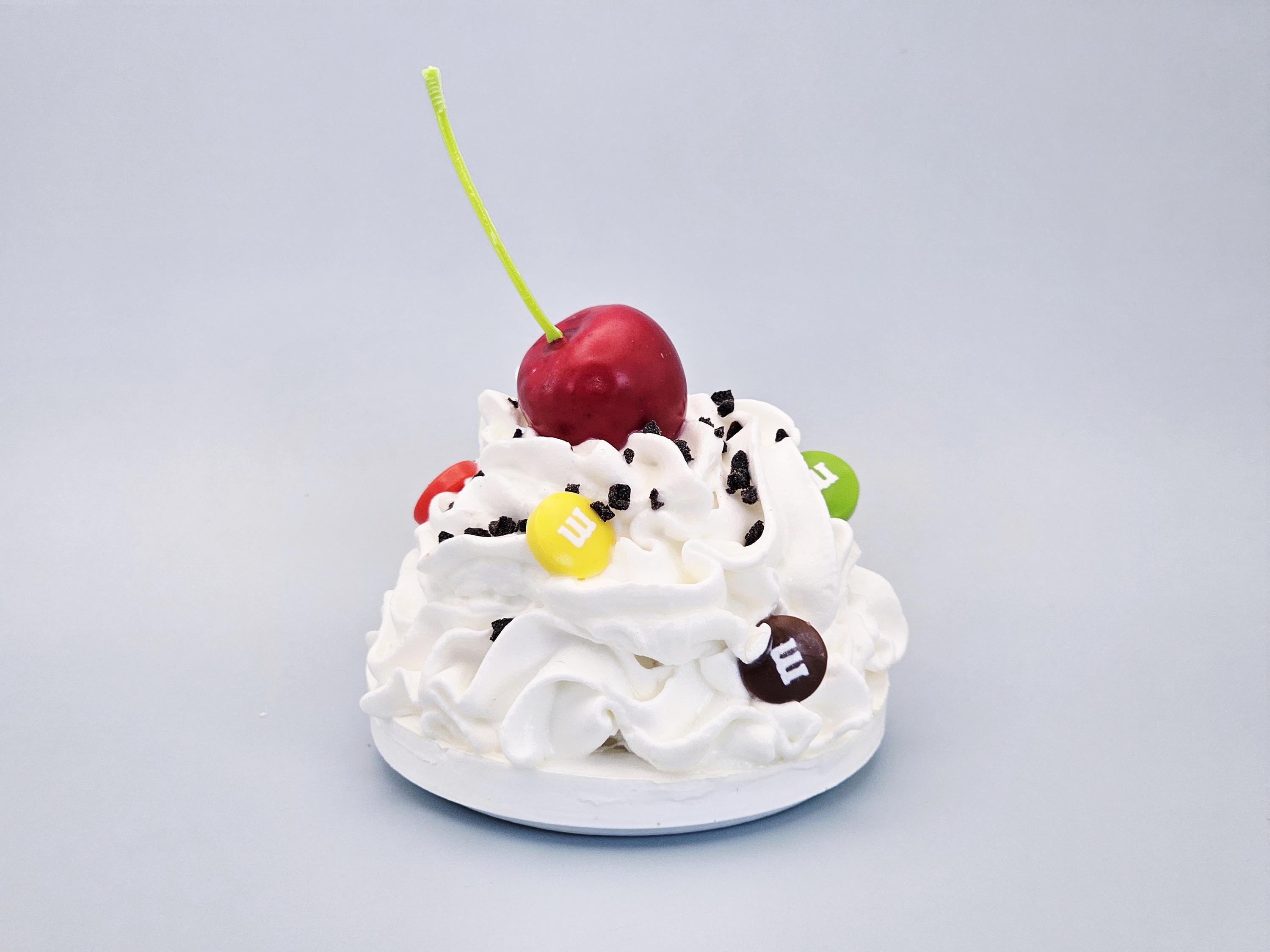 Candy & Cherry Faux Whipped Cream Mug Topper – Handmade, Food-Safe, One-of-a-Kind, Fits 15oz FREE SHIP