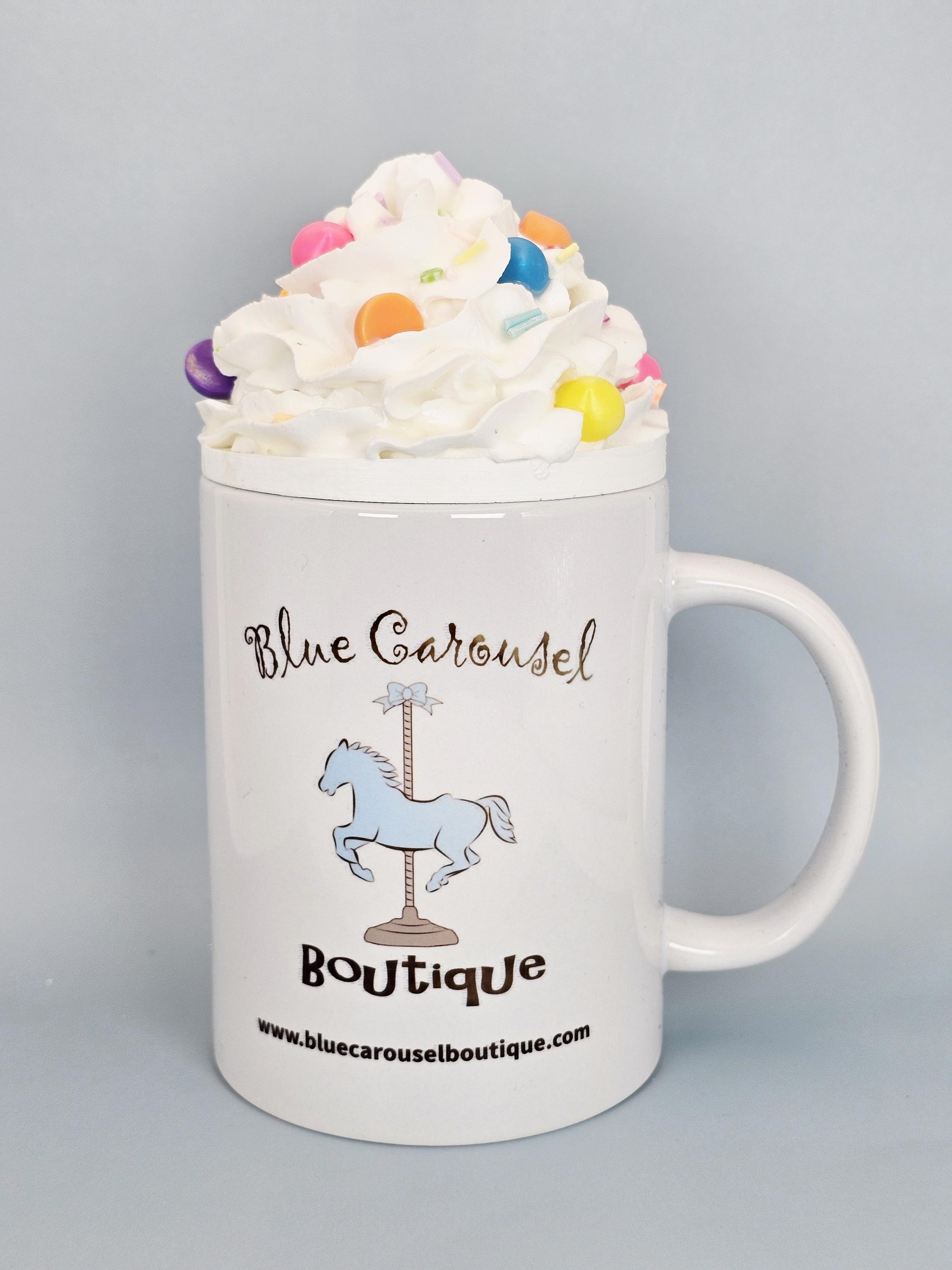 Rainbow Morsel Faux Whipped Cream Mug Topper – Handmade, Food-Safe, One-of-a-Kind, Fits 15oz FREE SHIP - Thumbnail 4