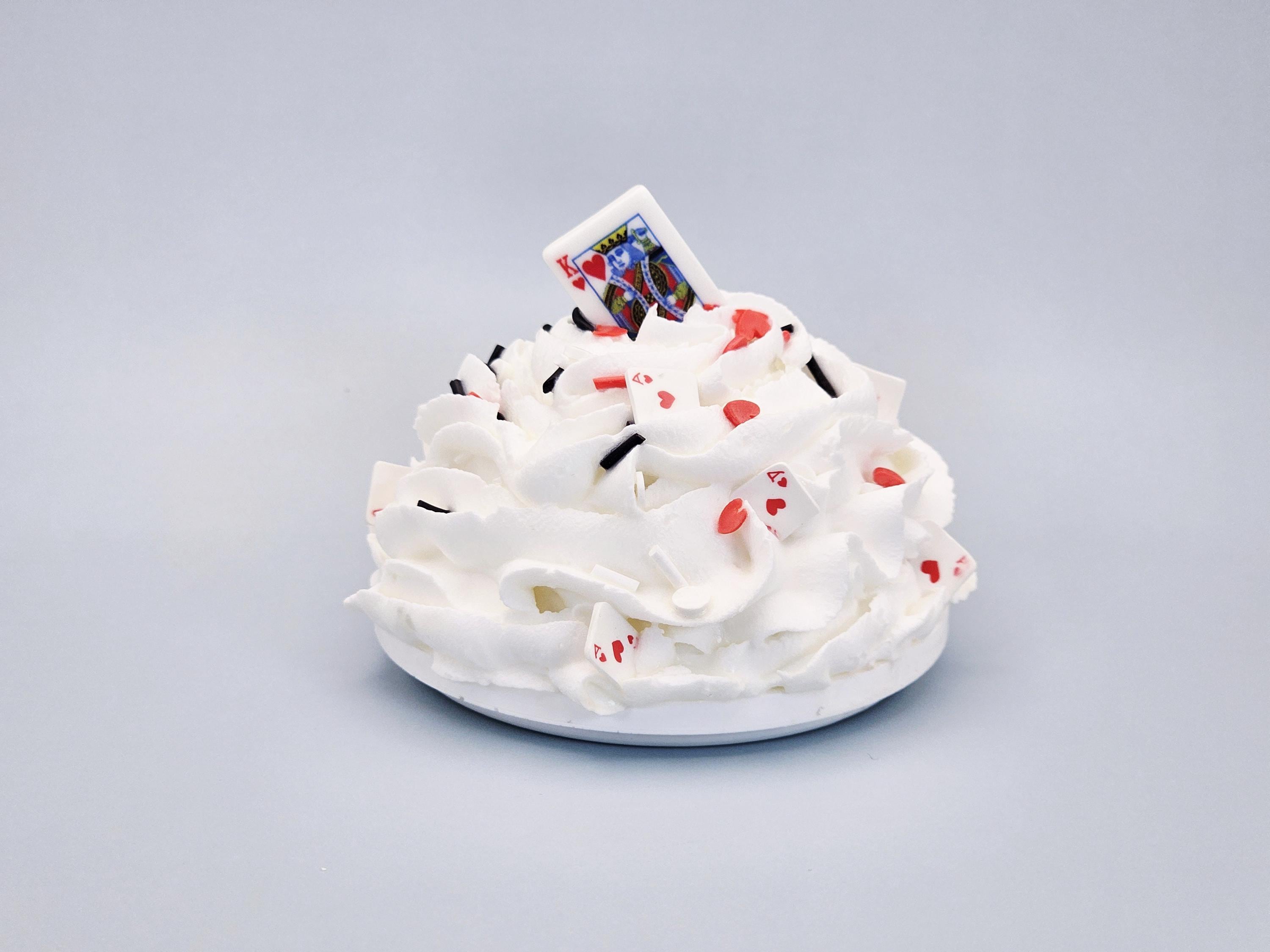 Poker Night Faux Whipped Cream Mug Topper – Handmade, Food-Safe, One-of-a-Kind, Fits 15oz FREE SHIP