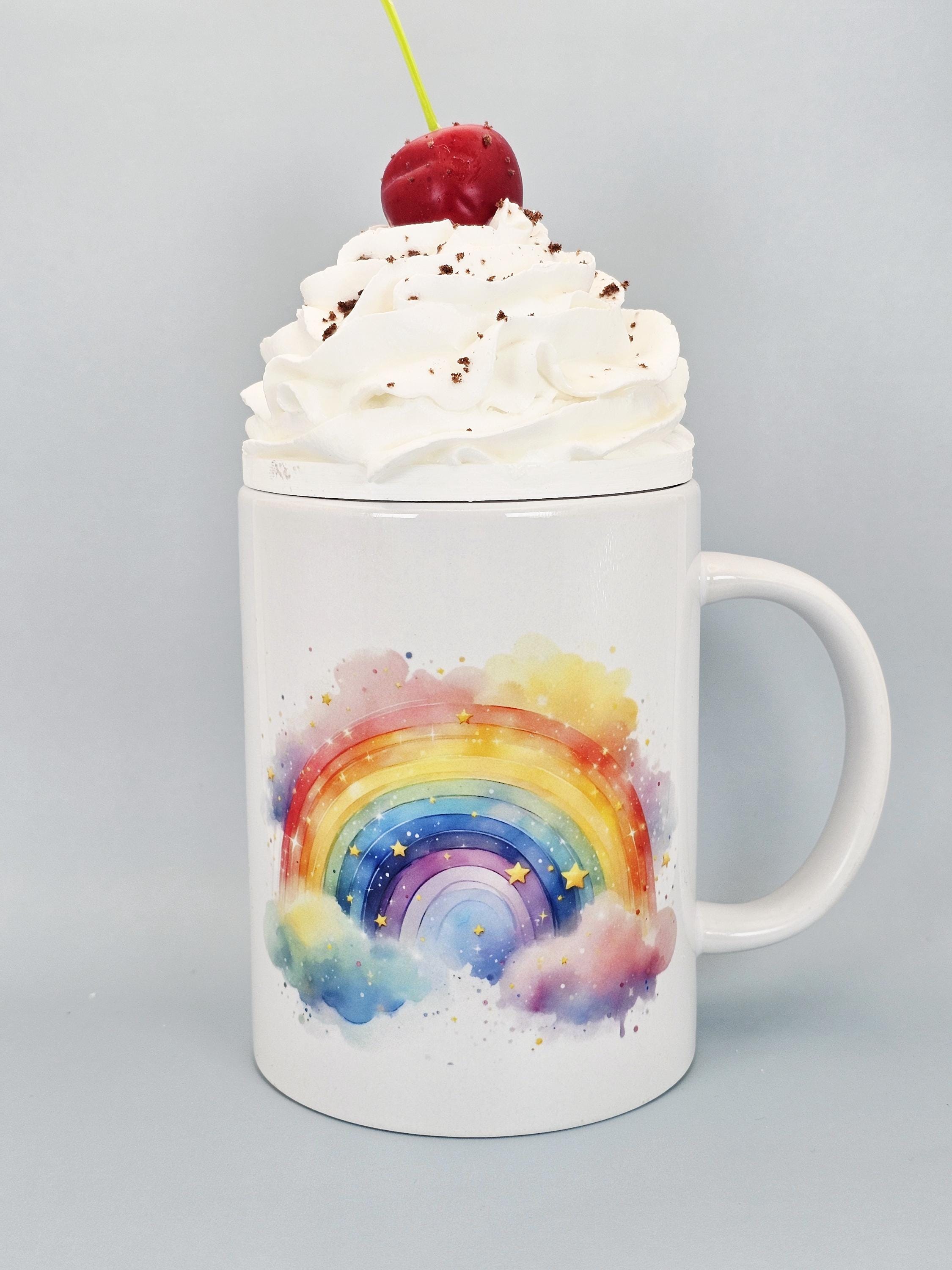 Cherry Faux Whipped Cream Mug Topper – Handmade, Food-Safe, One-of-a-Kind, Fits 15oz FREE SHIP - Thumbnail 3