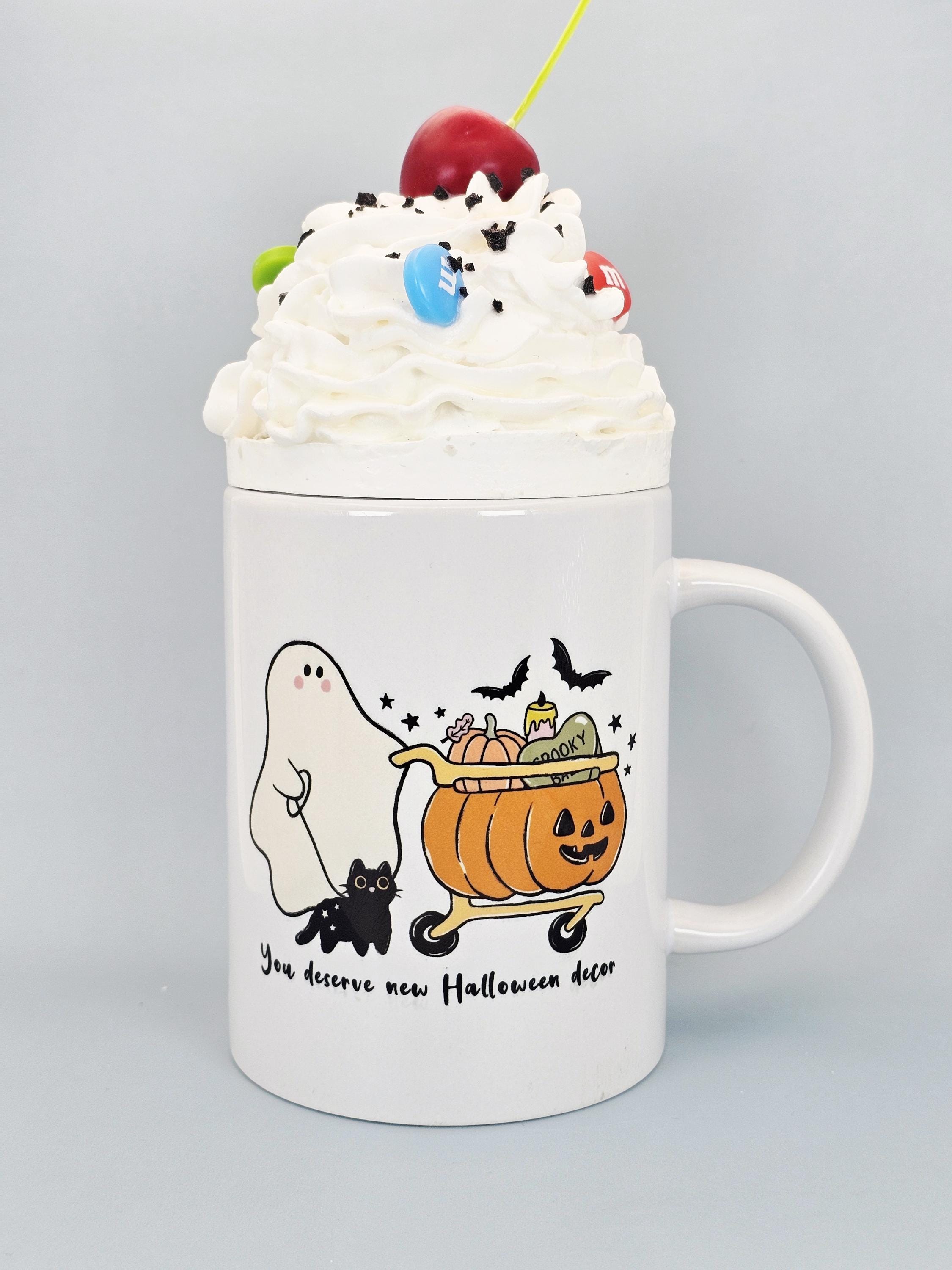 Candy & Cherry Faux Whipped Cream Mug Topper – Handmade, Food-Safe, One-of-a-Kind, Fits 15oz FREE SHIP - Thumbnail 3