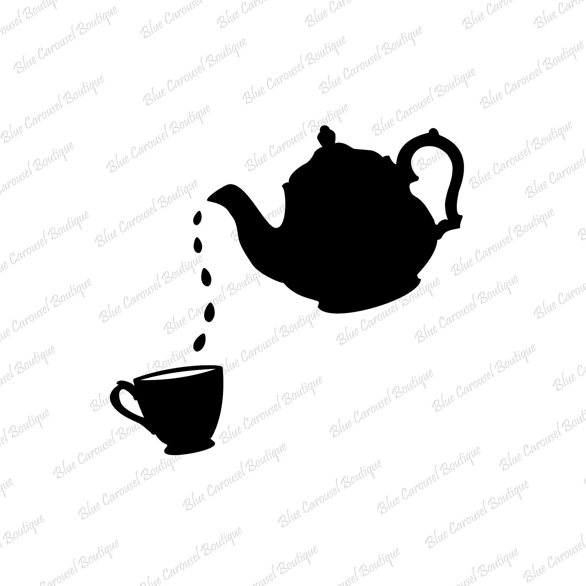 Tea Pot and Cup SVG File Silhouette for Cutting Machines DIGITAL File