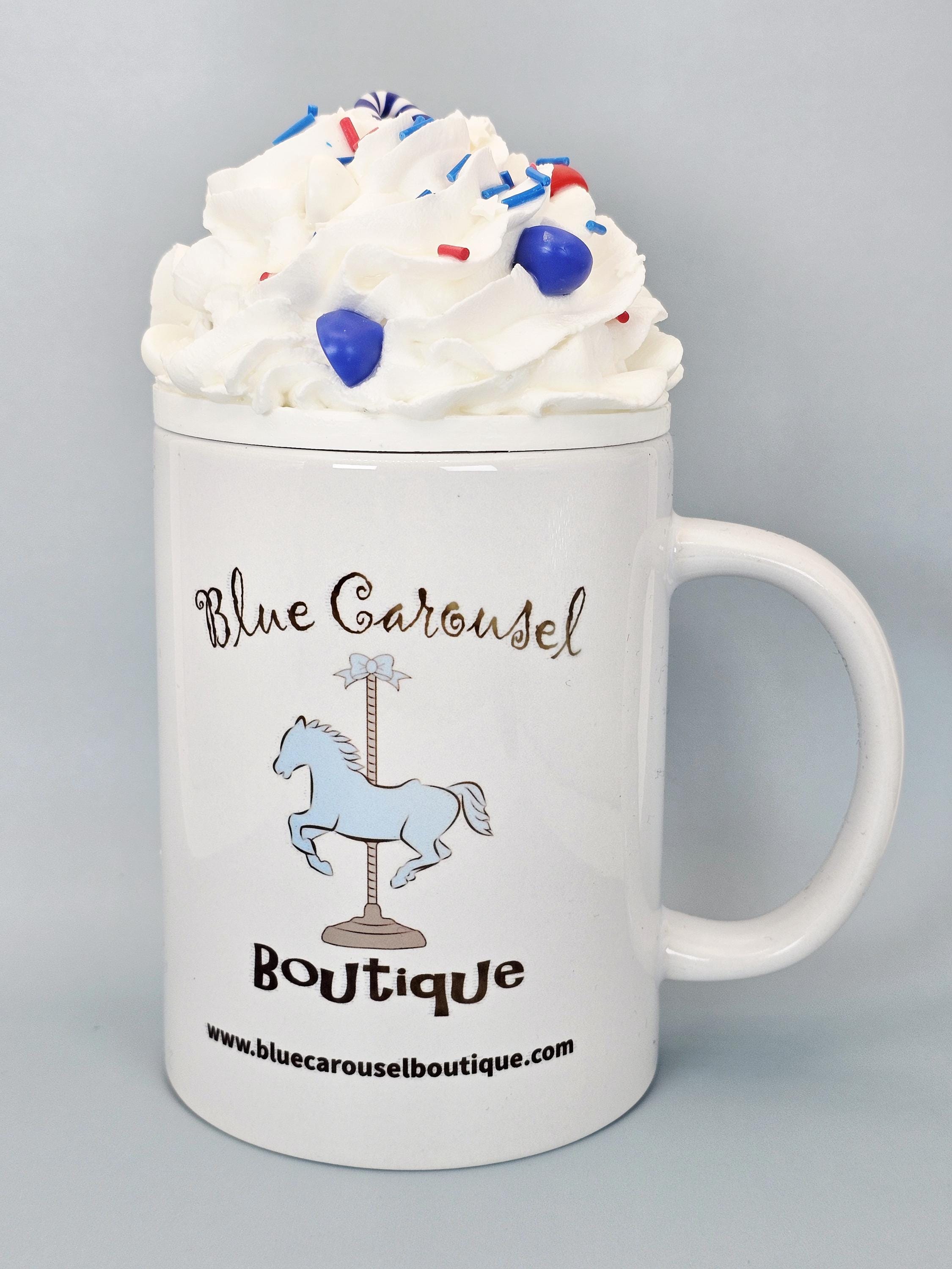 Patriotic Faux Whipped Cream Mug Topper – Handmade, Food-Safe, One-of-a-Kind, Fits 15oz FREE SHIP - Thumbnail 2