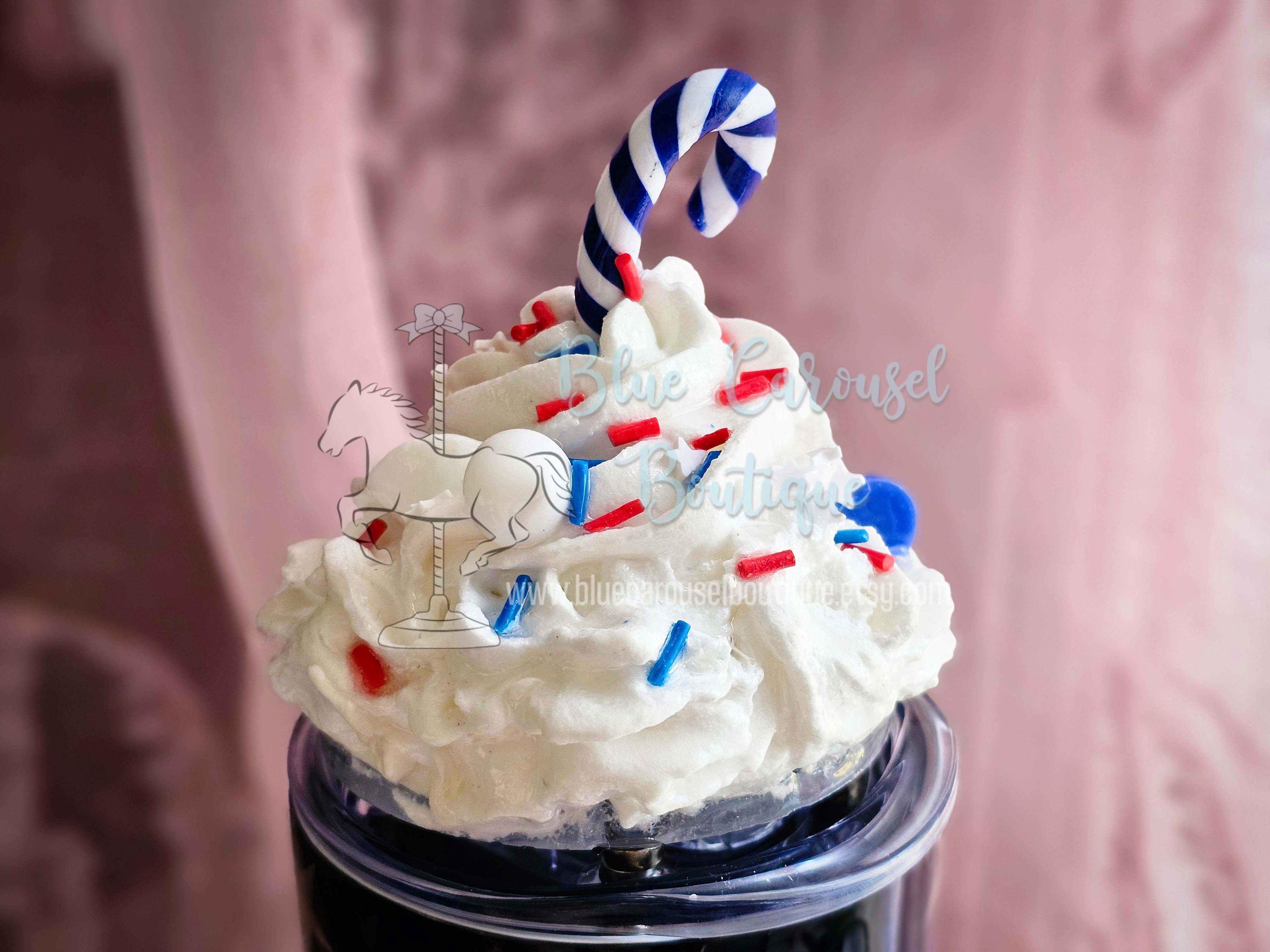 Funny Merica patriotic 3D tumbler cup with eagle and faux whipped topping with sprinkles and candy  20oz unique patriotic gift 4th of July - Thumbnail 2
