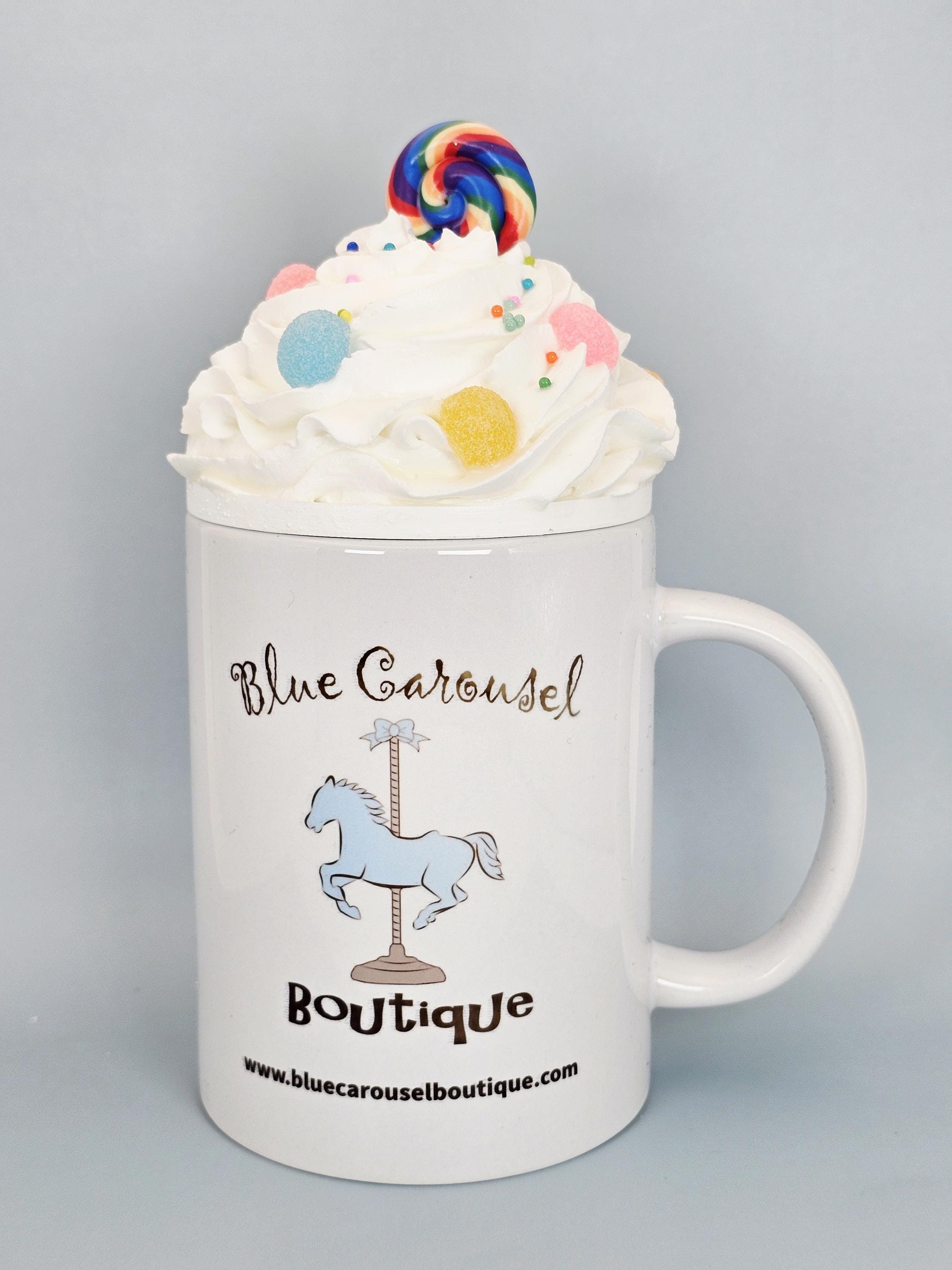 Rainbow Lollipop Faux Whipped Cream Mug Topper – Handmade, Food-Safe, One-of-a-Kind, Fits 15oz FREE SHIP - Thumbnail 4