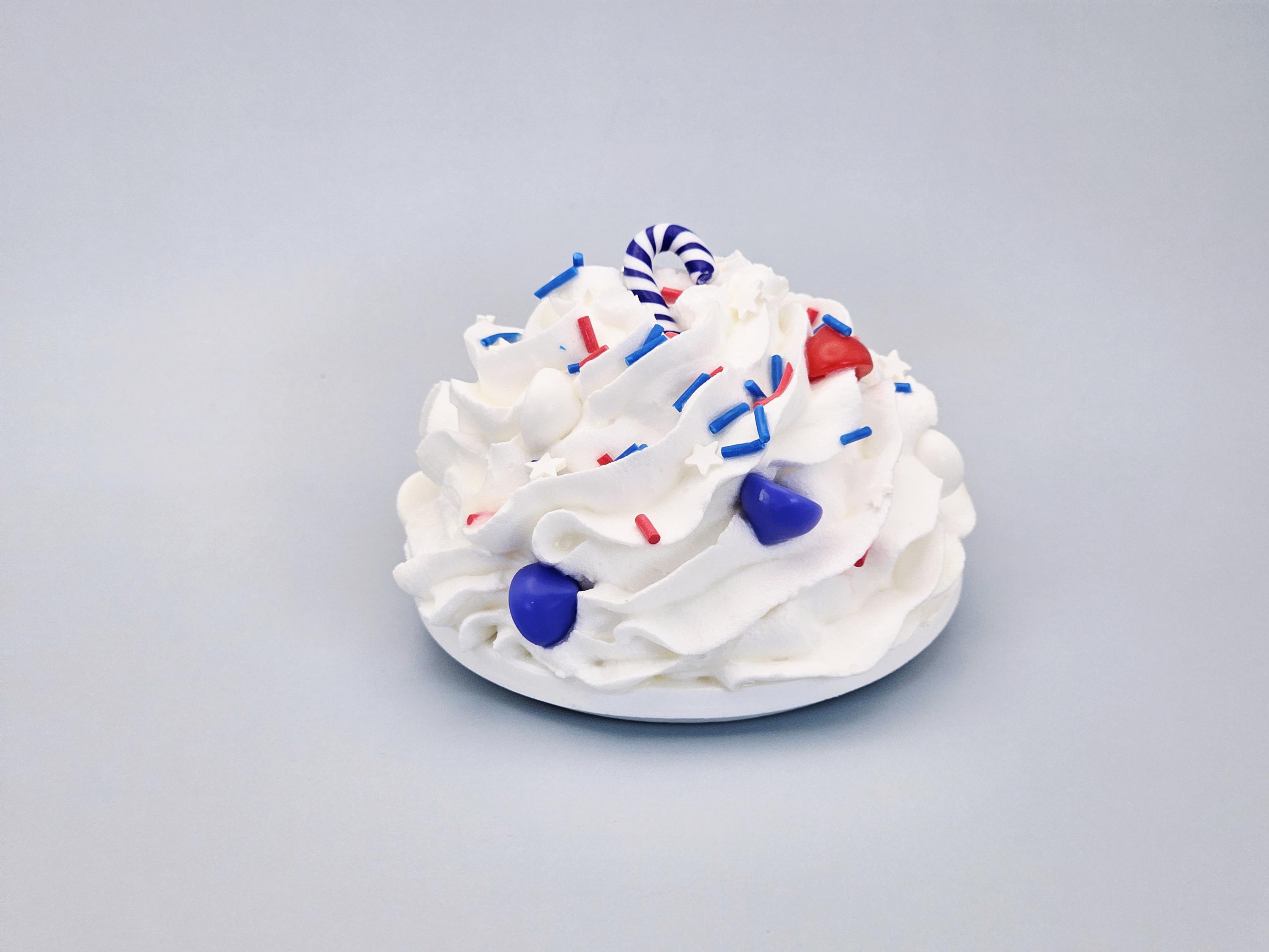 Patriotic Faux Whipped Cream Mug Topper – Handmade, Food-Safe, One-of-a-Kind, Fits 15oz FREE SHIP