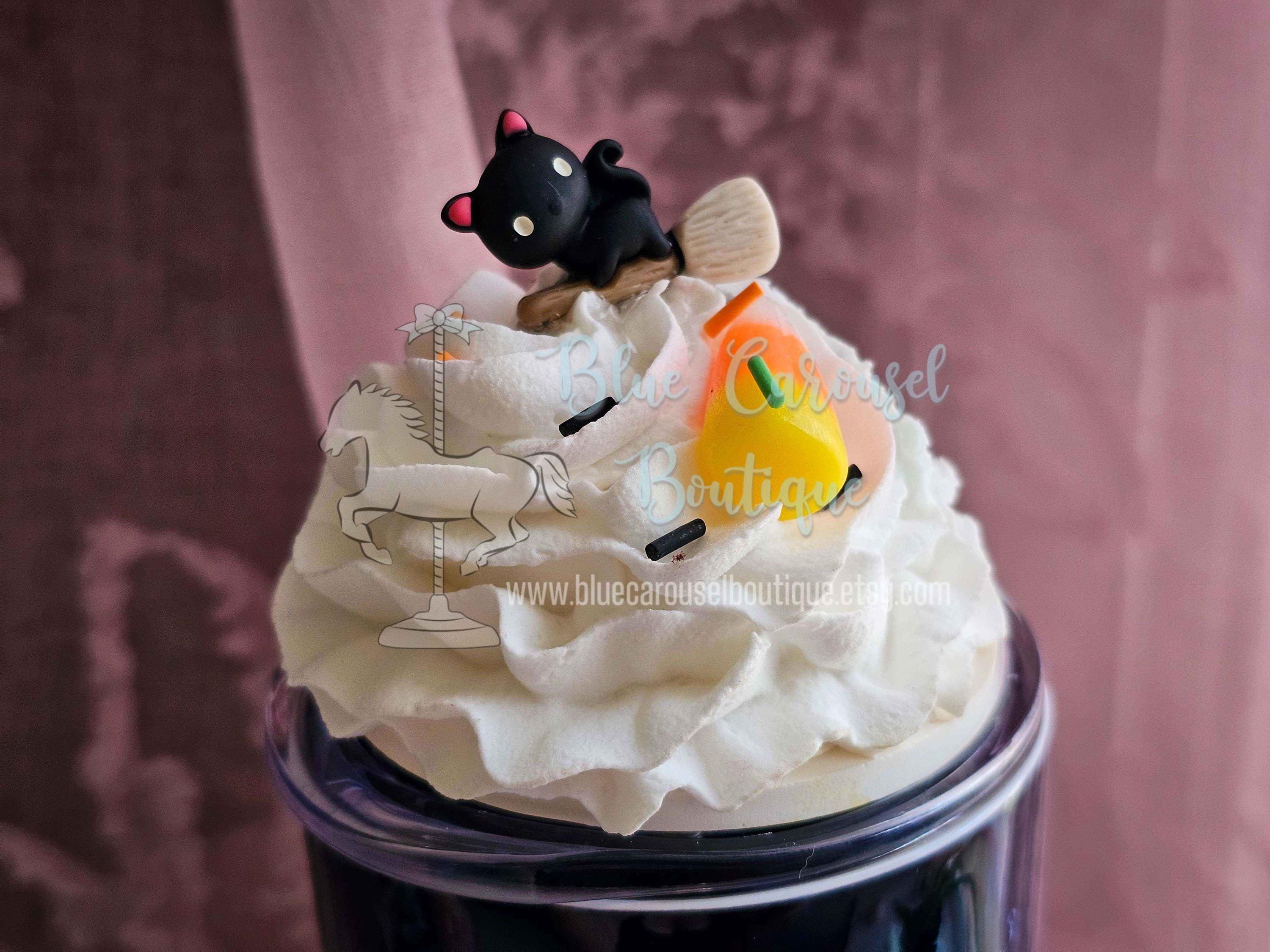 Haunted house tumbler with removable magnetic faux whipped cream and sprinkles topper 20oz unique halloween gift - Thumbnail 2