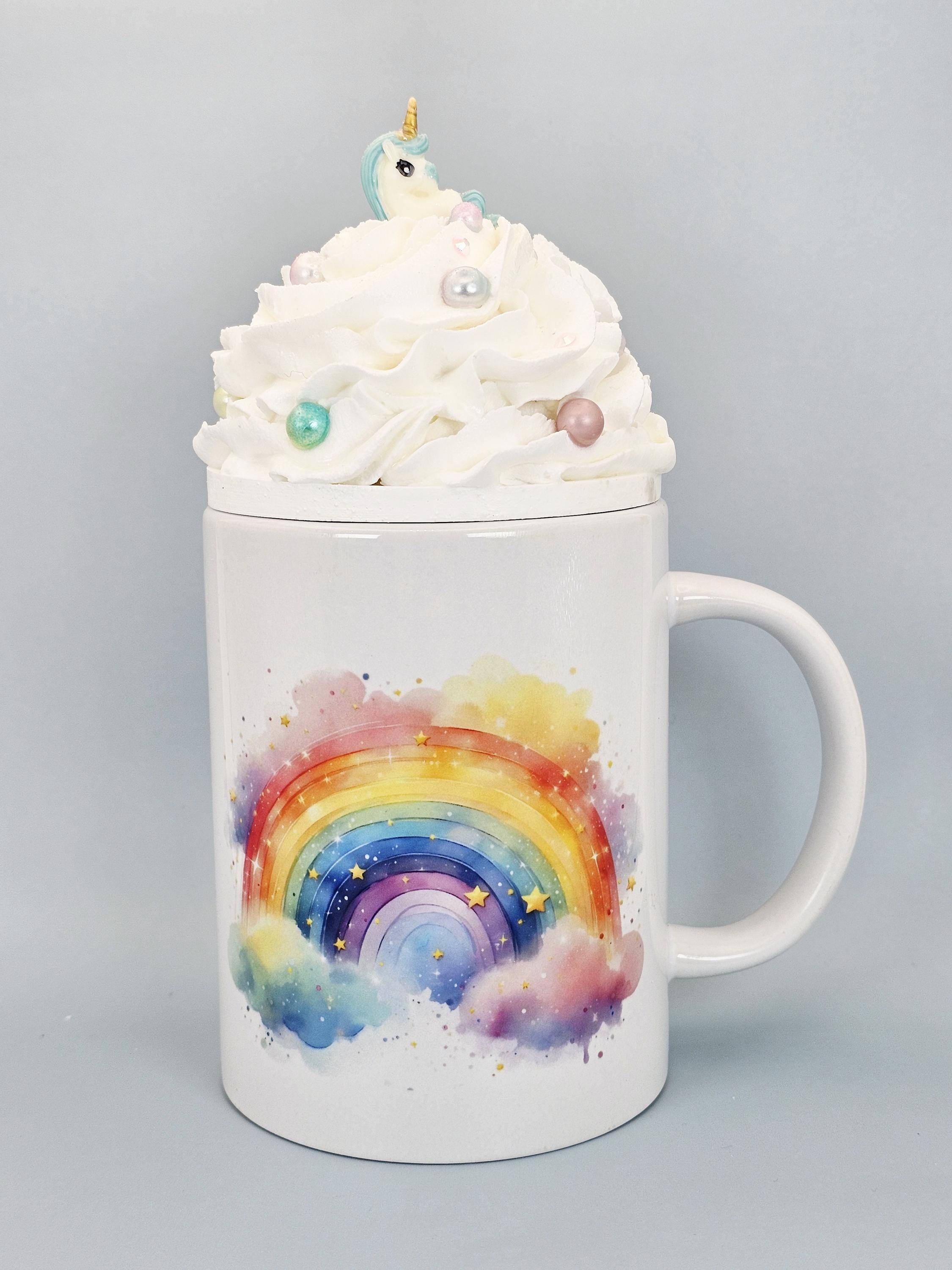 Pastel Unicorn Faux Whipped Cream Mug Topper – Handmade, Food-Safe, One-of-a-Kind, Fits 15oz FREE SHIP - Thumbnail 2