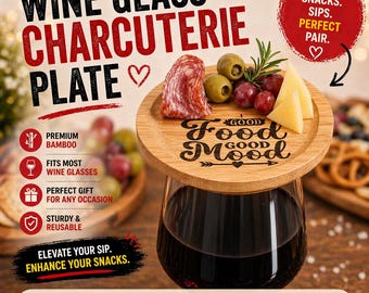 Weinglas Charcuterie Teller Set | Snackhalter | Mädchen Nacht Wein Zubehör | Gastgeschenk