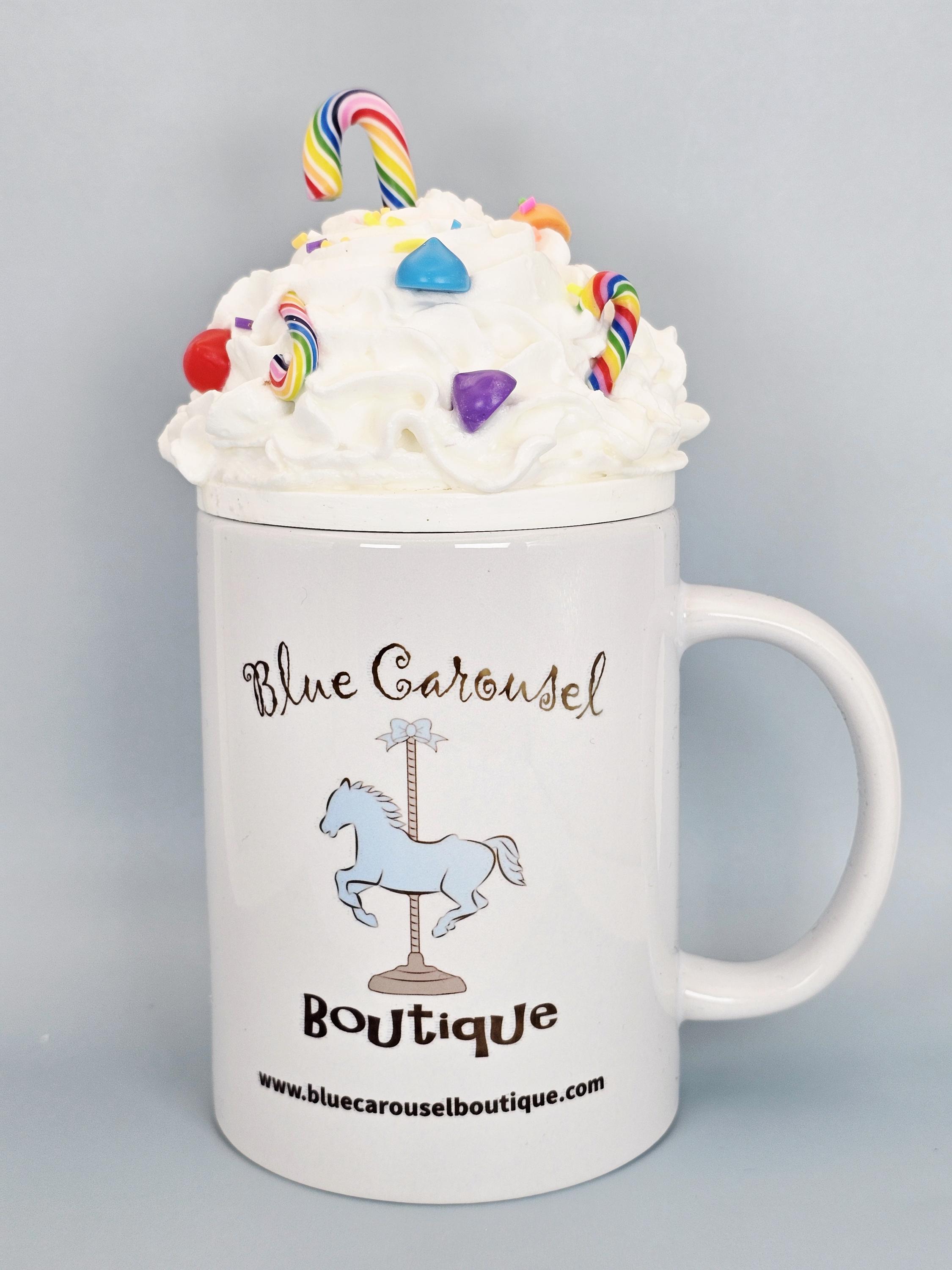 Candy Cane Faux Whipped Cream Mug Topper: Handmade Coffee Bar Decor - Thumbnail 2