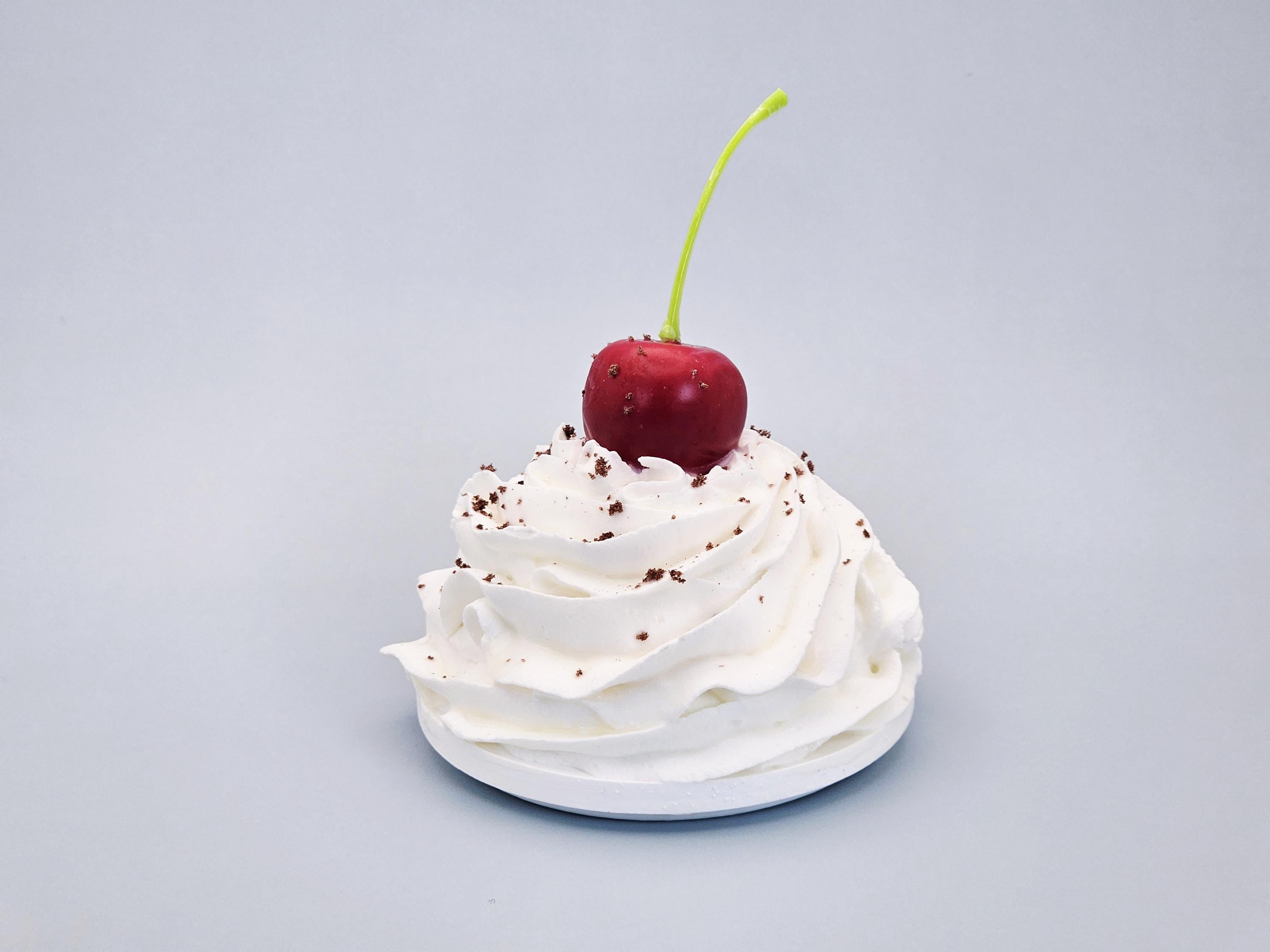 Cherry Faux Whipped Cream Mug Topper – Handmade, Food-Safe, One-of-a-Kind, Fits 15oz FREE SHIP