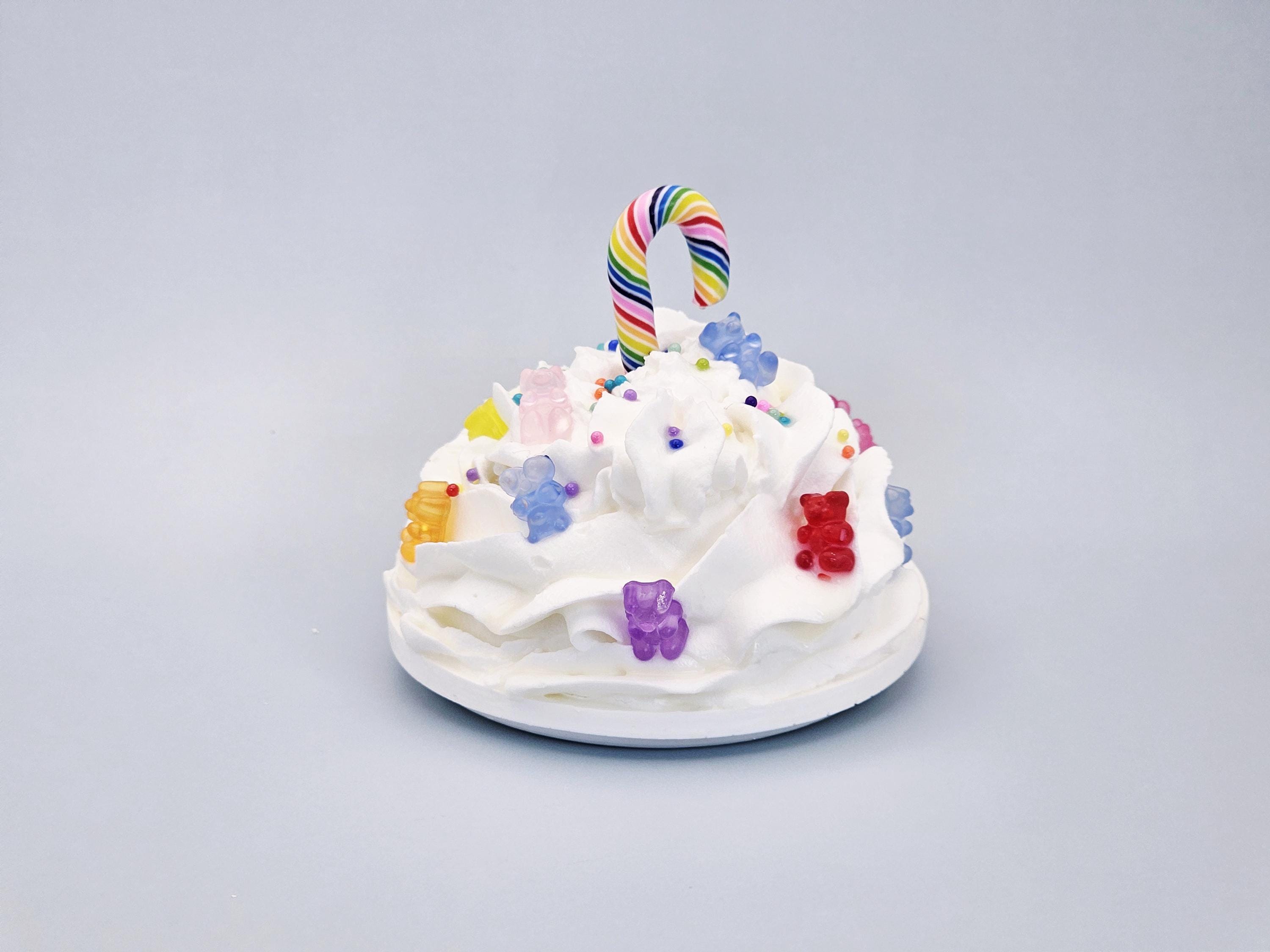 Rainbow Gummy Bear Faux Whipped Cream Mug Topper: Food-Safe Decor