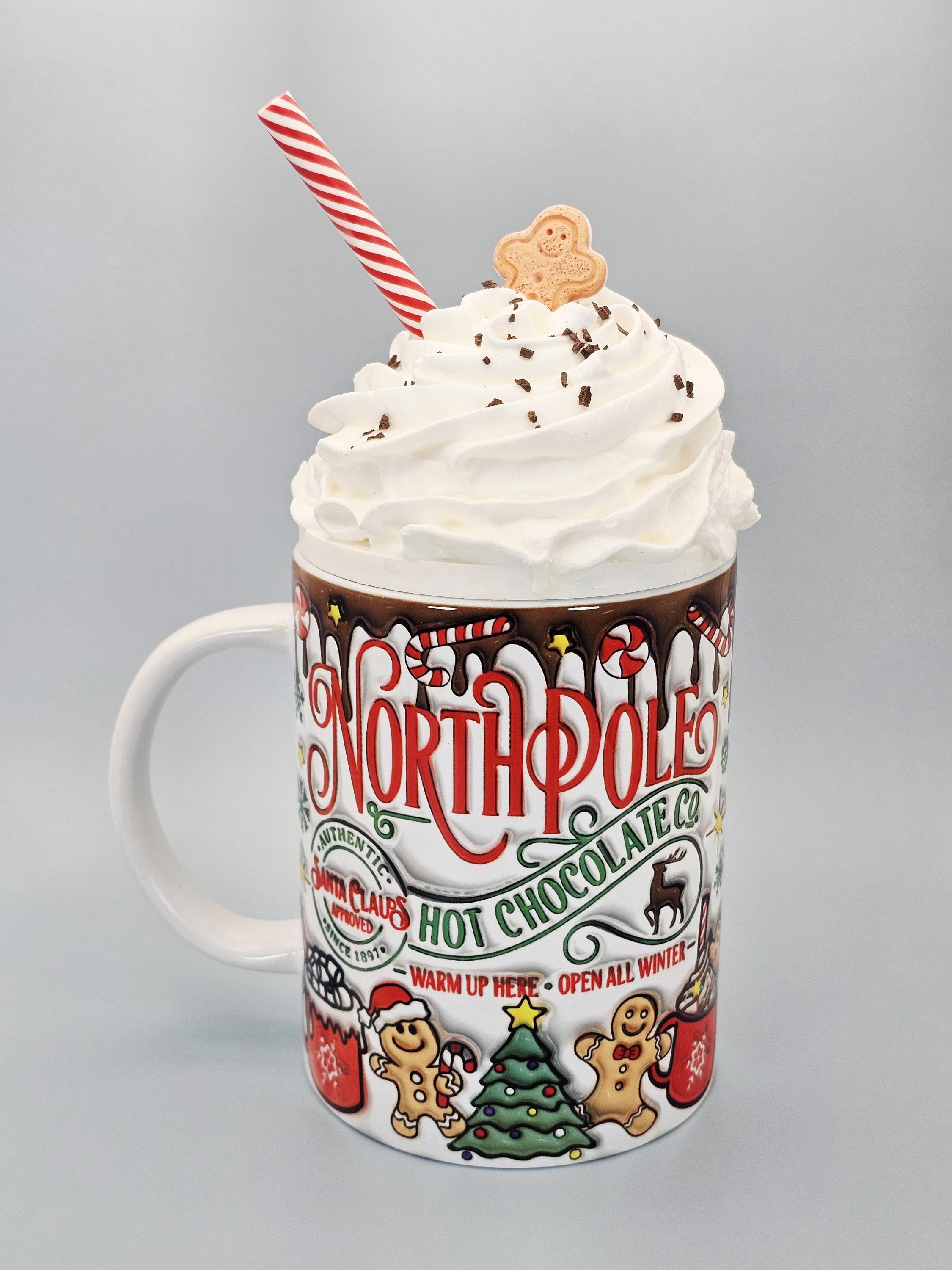 Gingerbread Man Faux Whipped Cream Mug Topper: Holiday Cocoa Bar Decor - Thumbnail 2