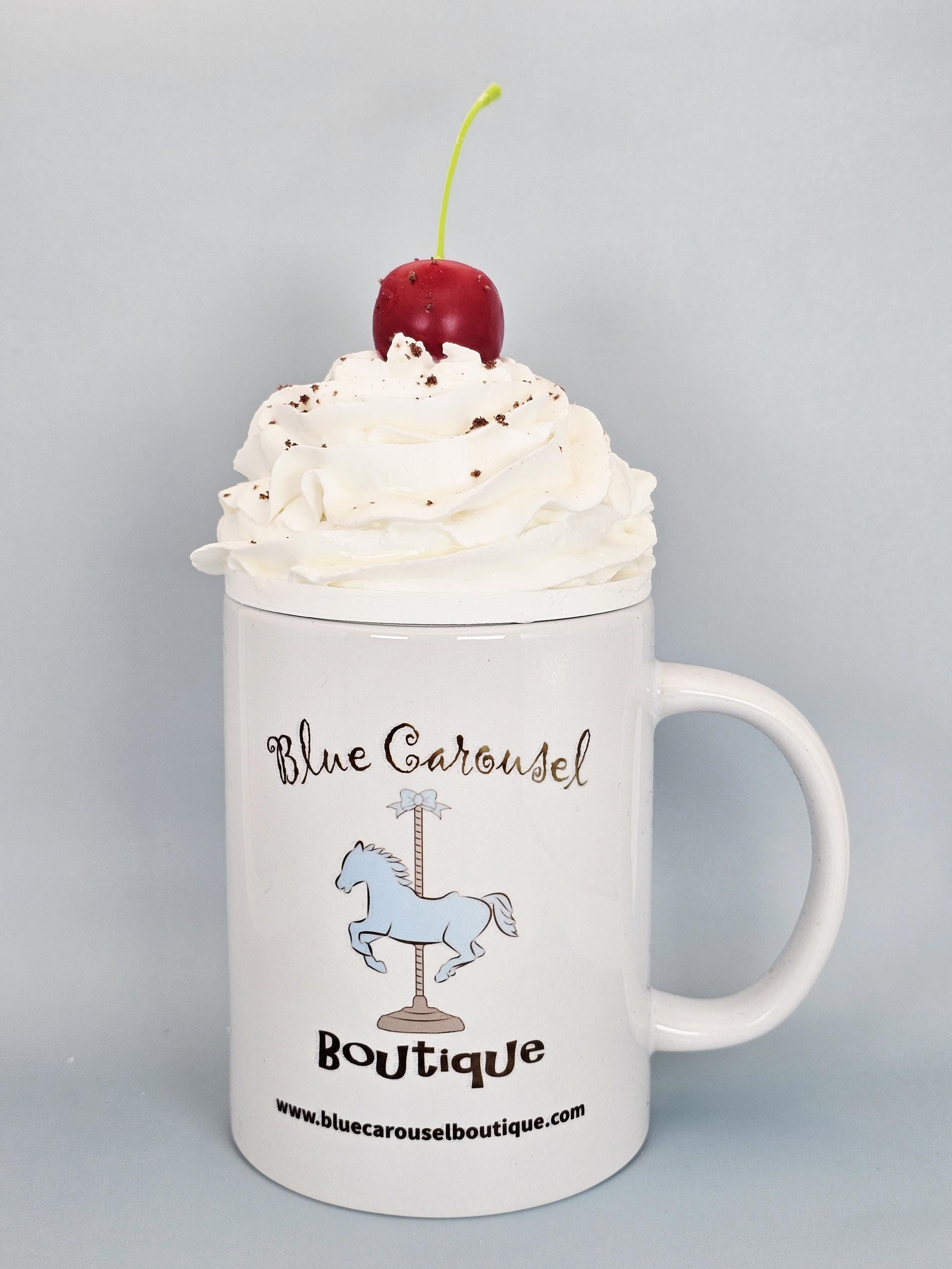Cherry Faux Whipped Cream Mug Topper – Handmade, Food-Safe, One-of-a-Kind, Fits 15oz FREE SHIP - Thumbnail 5