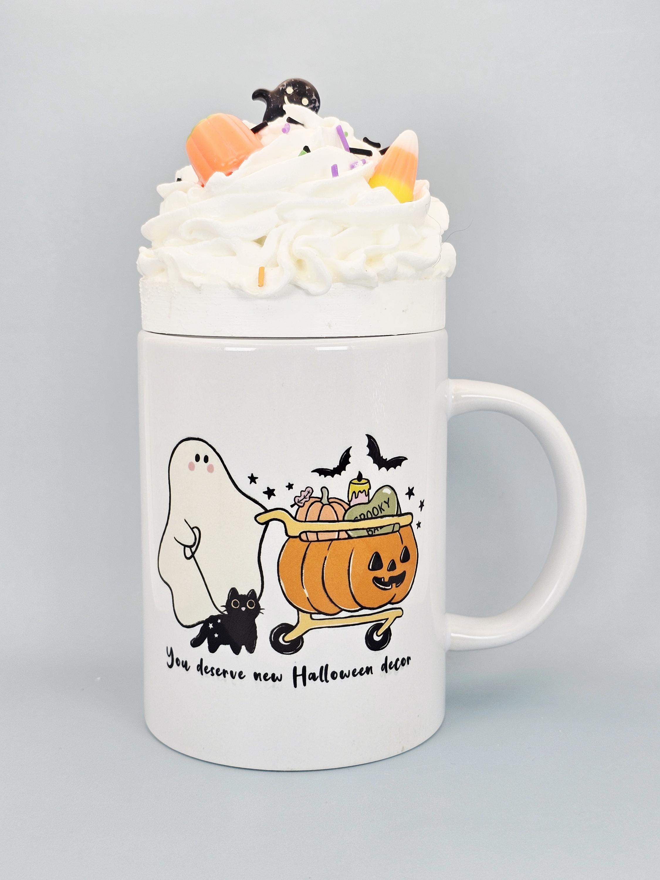 Halloween Faux Whipped Cream Mug Topper – Handmade, Food-Safe, One-of-a-Kind, Fits 15oz FREE SHIP - Thumbnail 3